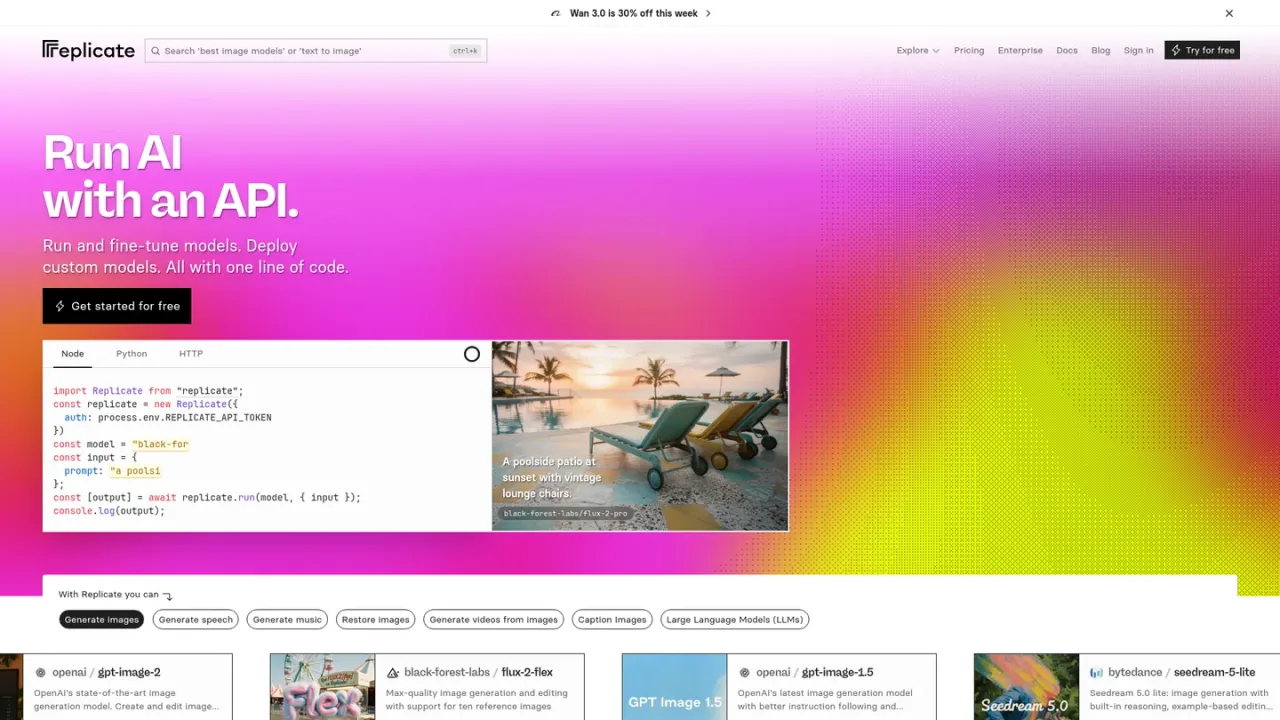 Replicate screenshot