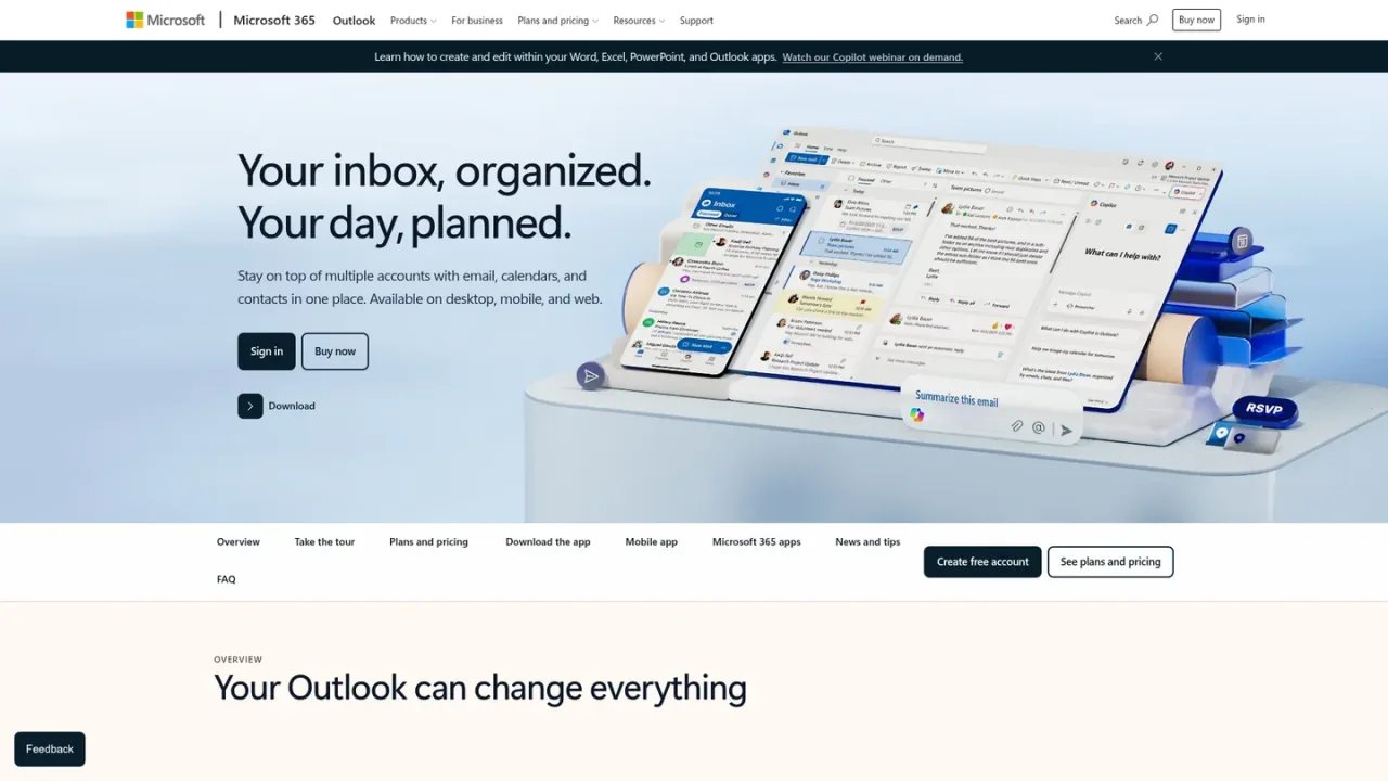 Copilot in Outlook screenshot