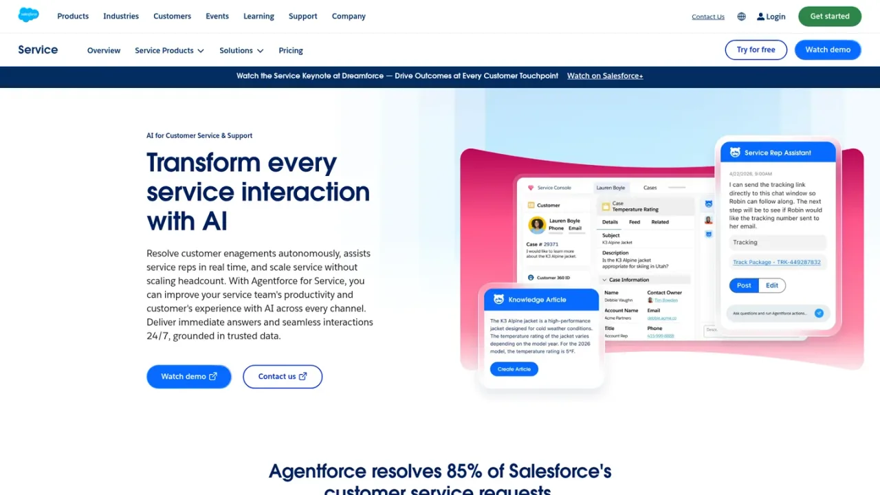 Salesforce Service AI screenshot