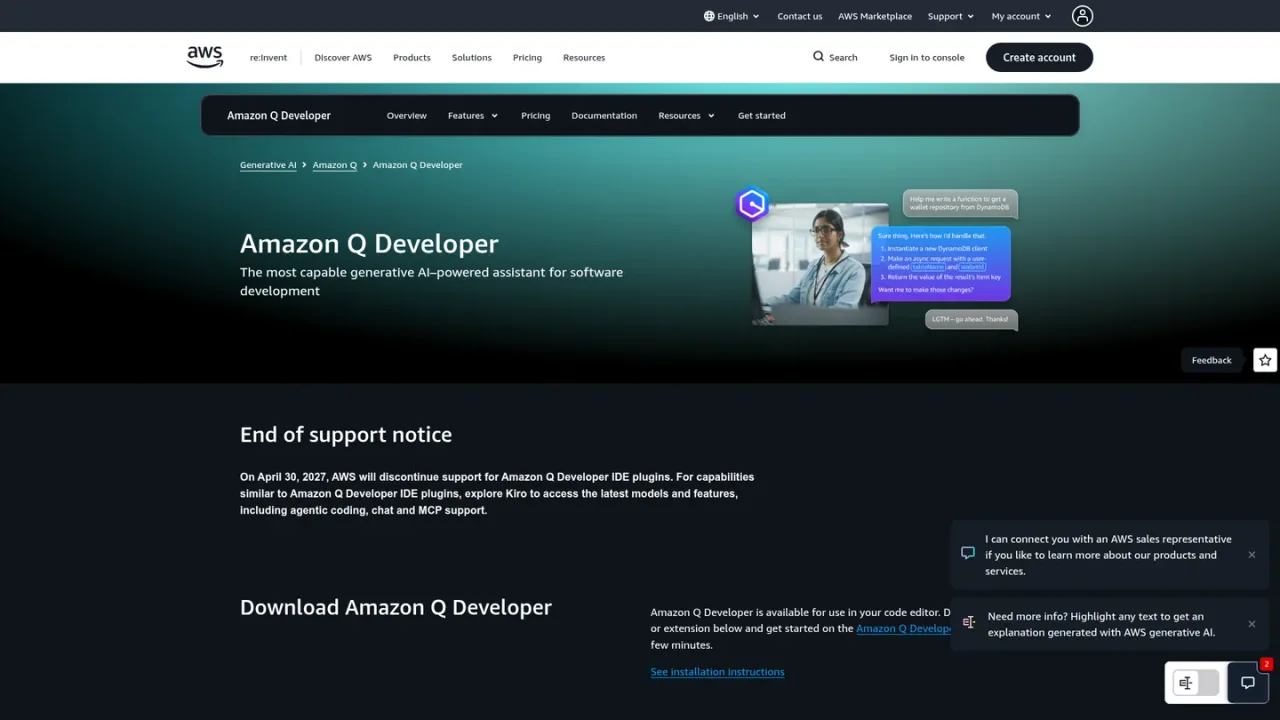 Amazon Q Developer screenshot