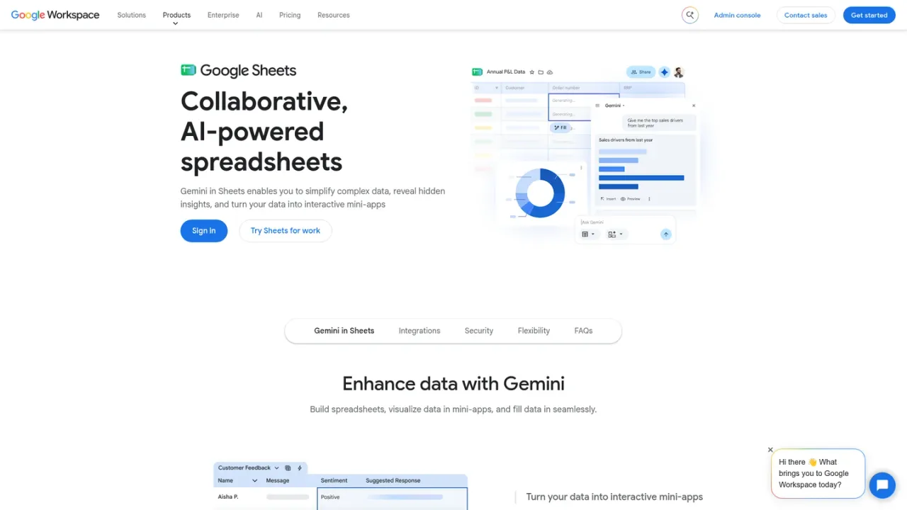 Gemini in Google Sheets screenshot