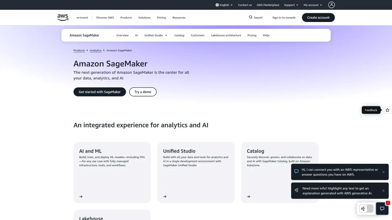 Amazon SageMaker screenshot