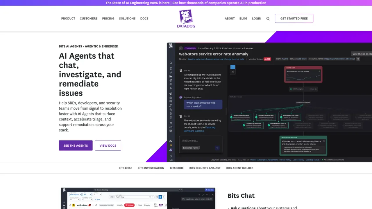 Datadog Bits AI 截图