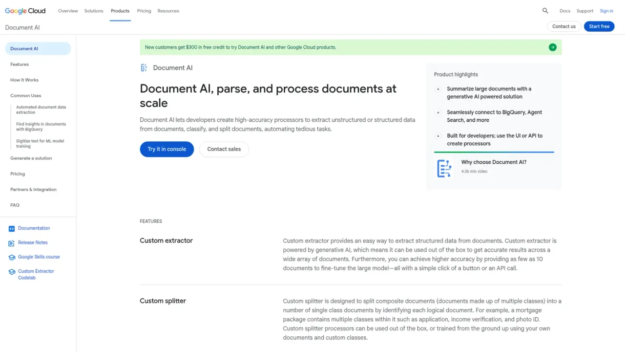 Google Document AI screenshot