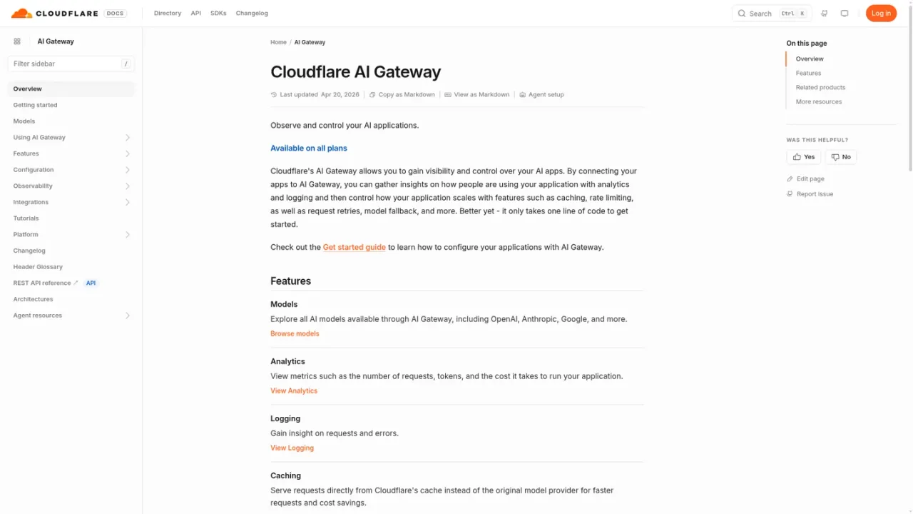 Cloudflare AI Gateway screenshot