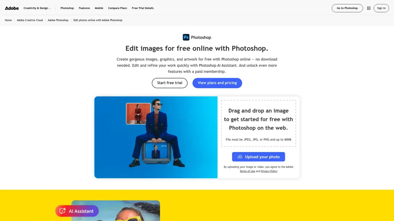 Photoshop on the web screenshot